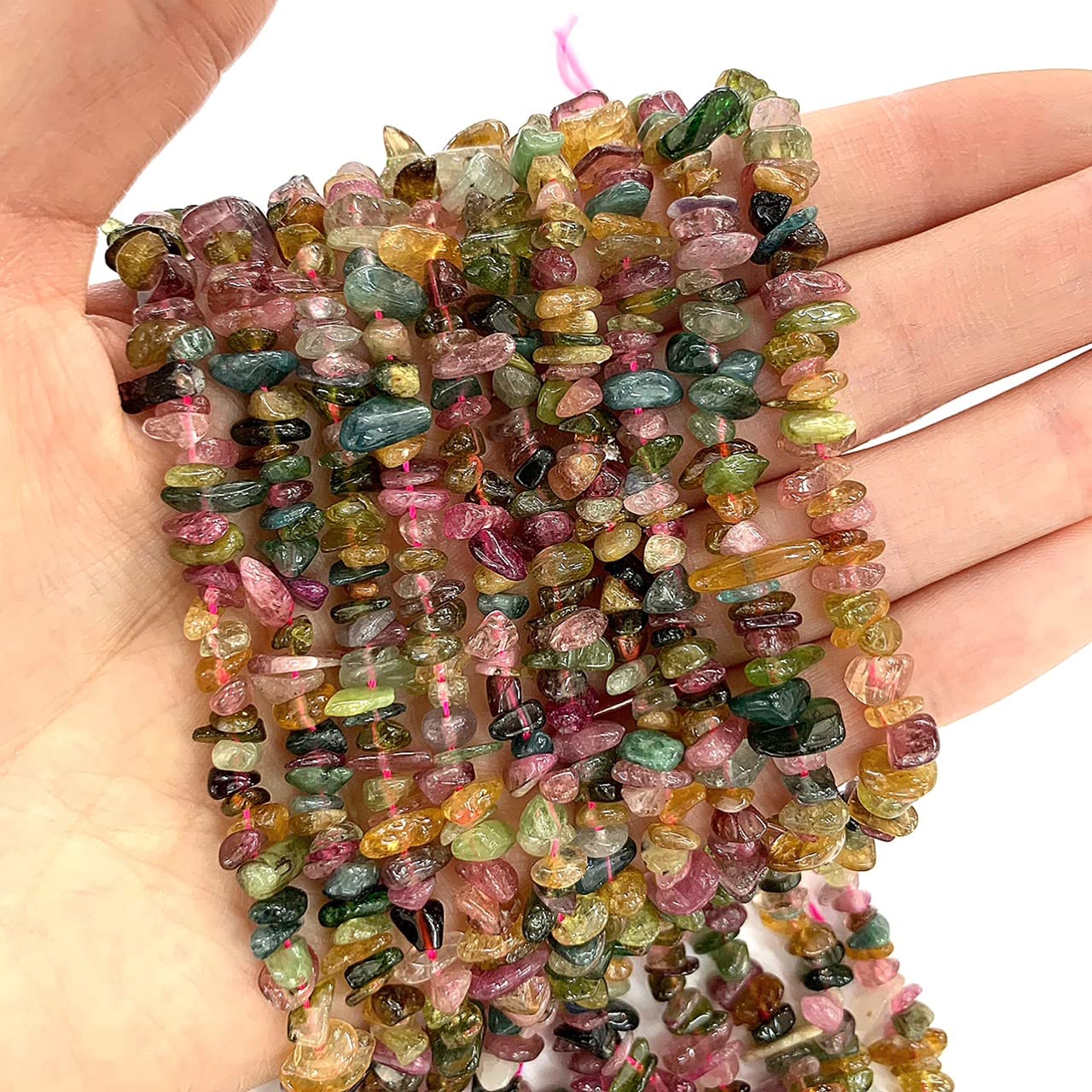 新品☆ハンドメイド素材☆トルマリン天然石☆サザレ　連 新品☆ハンドメイド素材☆トルマリン天然石☆サザレ連